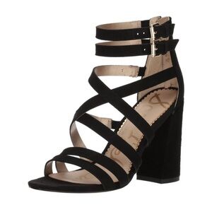 SAM EDELMAN Black Yema Strappy Block Heeled Sandal Size 10